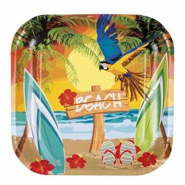 Goedkope 24x stuks hawaii thema party bordjes 23 barbecue