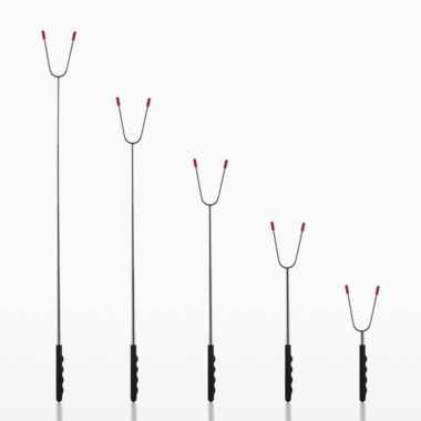 Goedkope 4x bbq vorken uitschuifbaar kunststof handvat barbecue