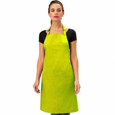 Goedkope basic keukenschort limegroen barbecue