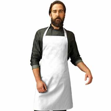 Goedkope basic keukenschort wit barbecue