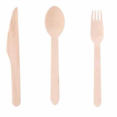 Goedkope houten wegwerp bestekset messen / vorken / lepels 108 stuks barbecue