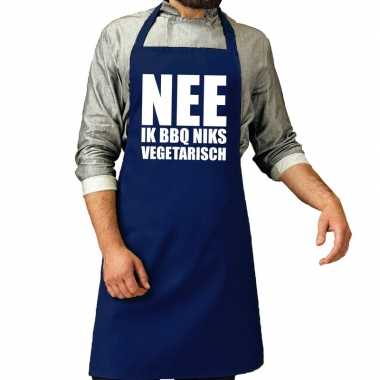 Goedkope nee niks vegetarisch barbecueschort/ keukenschort kobalt her