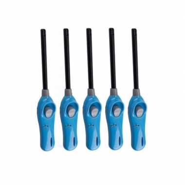 Goedkope pakket 5x stuks navulbare bbq aanstekers lichtblauw 26 barbecue