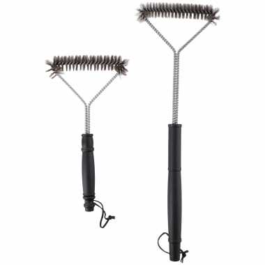 Goedkope set 2x stuks barbecue grill schoonmaakborstels rvs