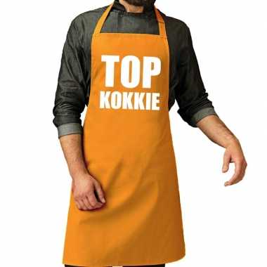 Goedkope top kokkie barbecue schort / keukenschort oker geel heren