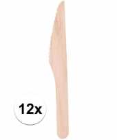 Goedkope 12x bbq bestek messen hout 16cm barbecue
