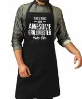 Goedkope awesome grillmeister cadeau bbq schort zwart heren barbecue