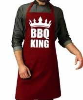 Goedkope bbq king barbecue schort keukenschort bordeaux rood heren