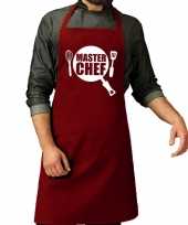 Goedkope master chef barbecue schort keukenschort bordeaux rood heren