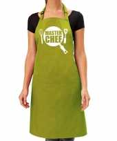 Goedkope master chef barbecue schort keukenschort lime groen dames