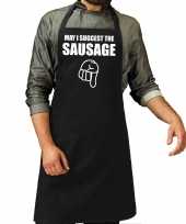 Goedkope may i suggest the sausage cadeau katoenen schort zwart heren barbecue