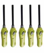 Goedkope pakket 5x stuks navulbare bbq aanstekers lime groen 26 barbecue