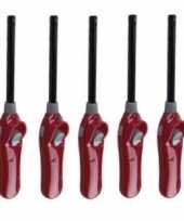 Goedkope pakket 5x stuks rode barbecue aanstekers gasaanstekers navulbaar 26