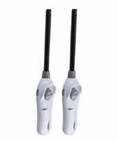 Goedkope set 2x stuks navulbare bbq aanstekers wit 26 barbecue