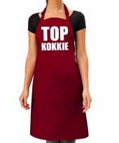 Goedkope top kokkie barbecue schort keukenschort bordeaux rood dames