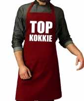 Goedkope top kokkie barbecue schort keukenschort bordeaux rood her