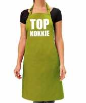 Goedkope top kokkie barbecue schort keukenschort lime groen dames