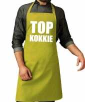 Goedkope top kokkie barbecue schort keukenschort lime groen heren
